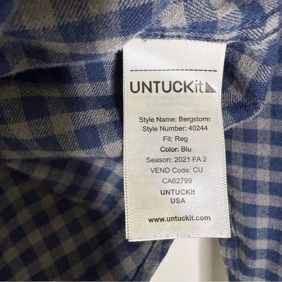 Untuckit Men’s Gingham Check Button-Down Shirt – Size Small - Picture 4 of 7